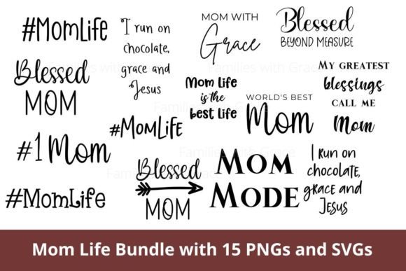 Christian Mom Life Bundle SVG PNG Graphics Crafts
